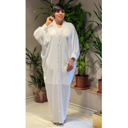 African Attire For Women White Abaya Embroidery Elegant Party Church Dress